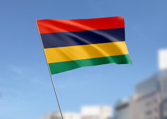 Mauritius flag waving in the wind.