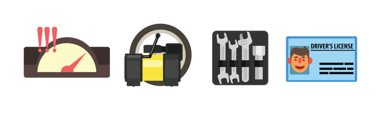 Road Traffic Safety Drive Rules Flat Icon Vector Set