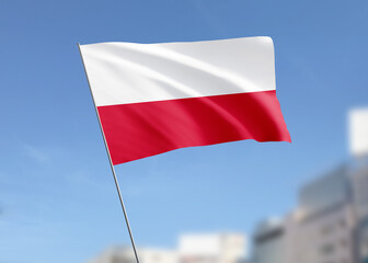 Poland flag waving in the wind.