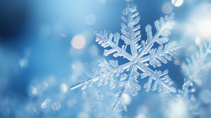 snow in winter close up with macro image of snowflakes winter holiday background