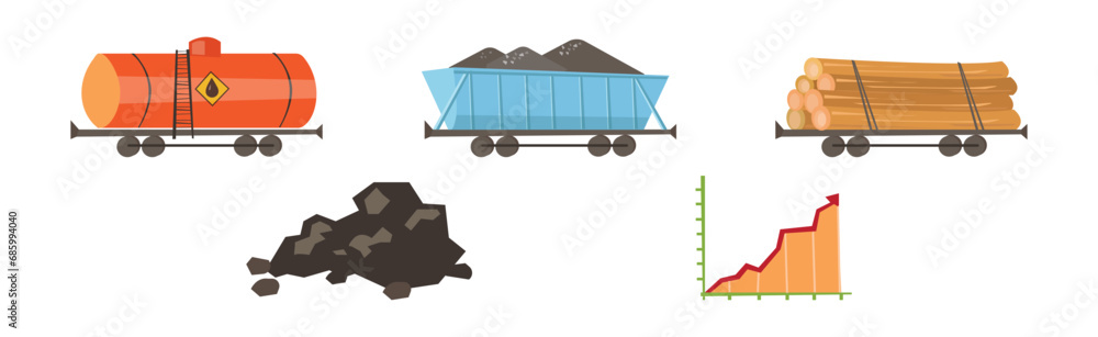 Poster natural resources industrial extraction item and element vector set