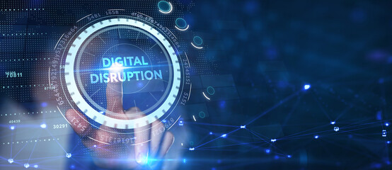 Digital disruption transformation innovation technology business internet concept.