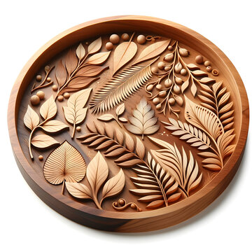A wooden tray depicted in a realistic style, highlighting its natural texture.