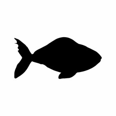 silhouette of a collection of black fish swimming