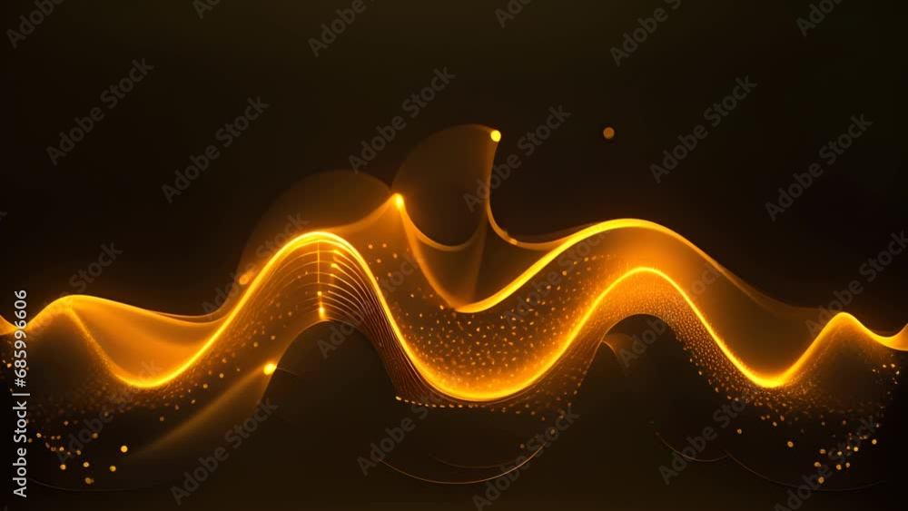 Aufkleber Technology abstract with shiny data wave flow. Science concept with glowing wires connected on futuristic background. Generated AI