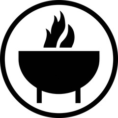 Fire Pit Icon - Black and White Illustration Transparent PNG for Airbnb Welcome Book Concept