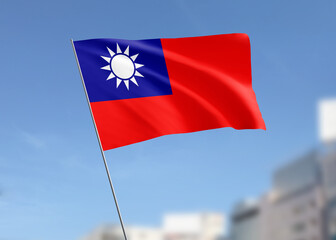 Taiwan flag waving in the wind.