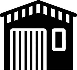 Garage Icon - Black and White Illustration Transparent PNG for Airbnb Welcome Book Concept