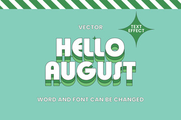 Hello August Vector Text Style Effect Editable