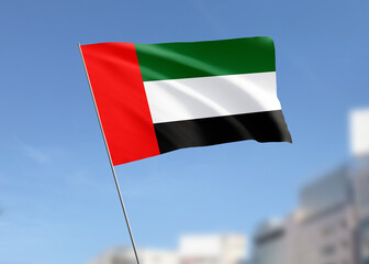 United Arab Emirates flag waving in the wind.