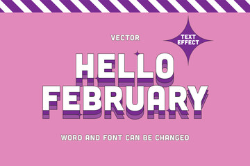 Hello February Vector Text Style Effect Editable