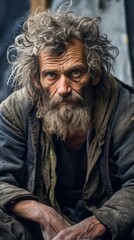 Obraz premium Homeless people close-up on city streets, housing problem