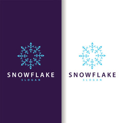 Snowflake Logo, Winter Season Design Frozen Ice Simple Model for Products and Technology