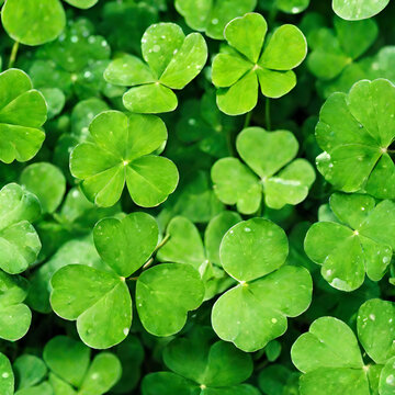 Beautiful background with bright green clover leaves for St. Patrick's Day