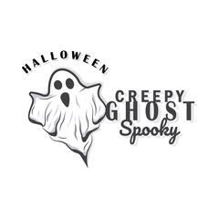 Spooky Fly Ghost Logo Simple Minimalist Vintage Scary Halloween Design