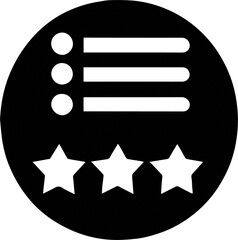 Ratings Icon - Star Review Symbol - Black and White Illustration Transparent PNG