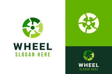 Creative Green Wheel Tire Car Bike Motor Service Repair Logo Design Branding Template