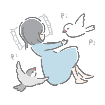 眠たいけど文鳥は元気