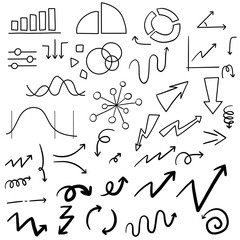 business and arrow, graph icon illustration set