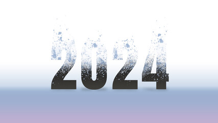 Frosty Winter 2024 Typography with Snow Overlay on a Soft Gradient Background - Cool New Year Theme