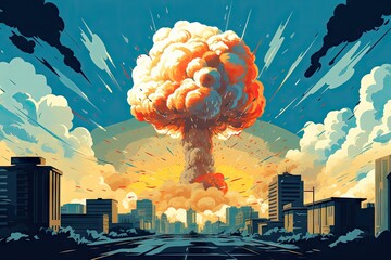 Atomic bomb. Explosion, world war. Apocalypse, Armageddon - obrazy, fototapety, plakaty