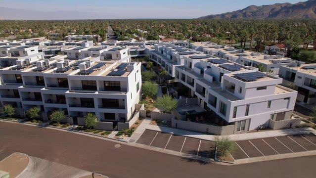 Aerial Cityscape of Generic White Townhome Community in Palm Springs