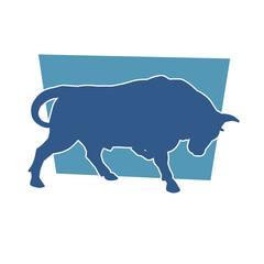 Silhouette of a wild buffalo animal. Silhouette of a wild bison animal.