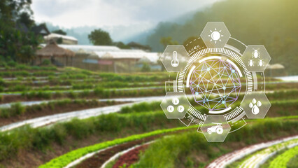 Infographics smart farming and precision agriculture with visual icon, Innovation technology for...