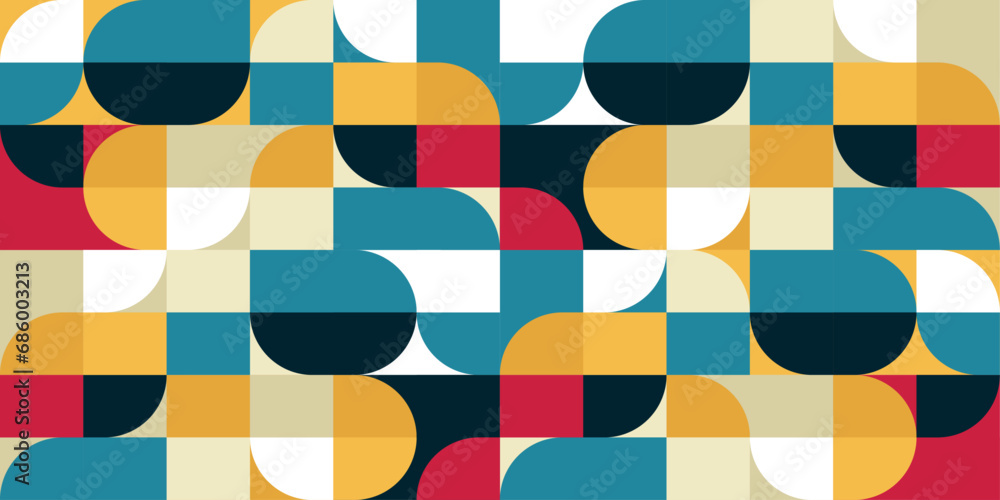 Poster geometry of round and angular shapes. for seamless surfaces, decoration, vector design, stylish inte