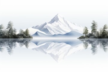 Majesty Unveiled Serene Lake and Mountains in Painting