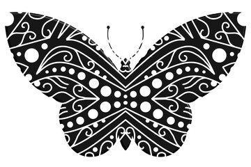 The symmetrical butterfly vector design with dynamic gradient batik dayak flower line art in a luxurious pattern colour