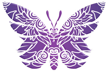 The symmetrical butterfly vector design with dynamic gradient batik dayak flower line art in a luxurious pattern colour