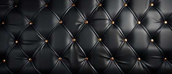 Texture of black leather capitone backdrop .