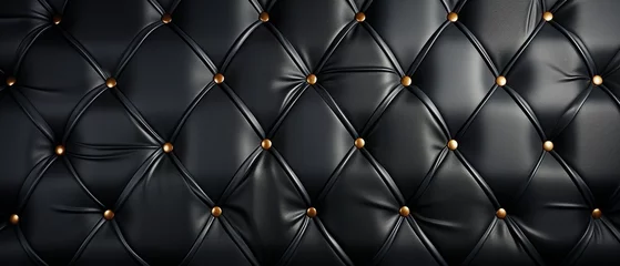 Deurstickers Texture of black leather capitone backdrop . © Sawitree88
