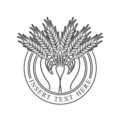 illustration of wheat and hand, vector art.
