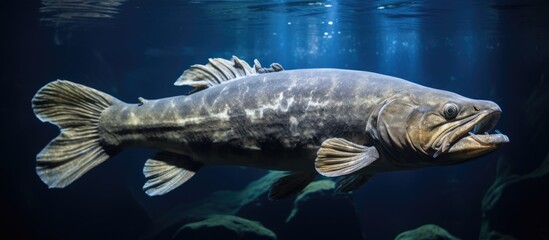The coelacanth (Latimeria chalumnae Smith) is a living fossil, the oldest known living lineage of Sarcopterygii. - obrazy, fototapety, plakaty