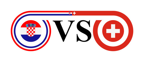 concept between croatia vs switzerland. vector illustration isolated on white background
