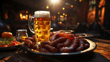 Oktoberfest Feast Bratwurst and  Beer