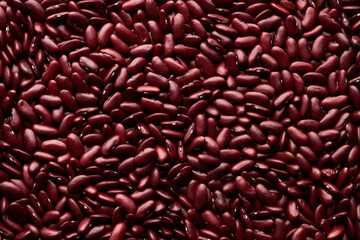 Top view background image of red beans with grain texture, copy space