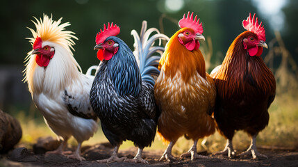Fototapeta premium Chickens on a farm
