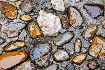 Wet stones on the street in jewish distinct in Toledo