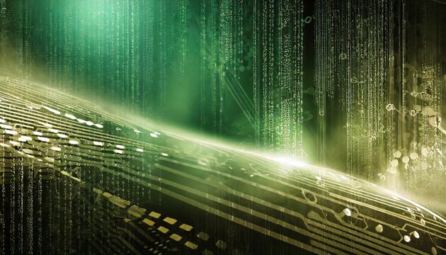 Digital abstract background, digital image of a green and black wallpaper