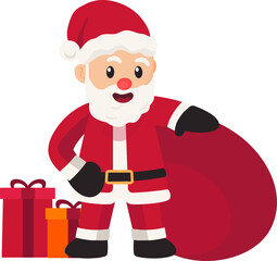 Santa Claus With His Sack And Gift Boxes