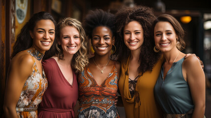 Diverse Women Body Positivity Group.  Multicultural Femininity  Variety