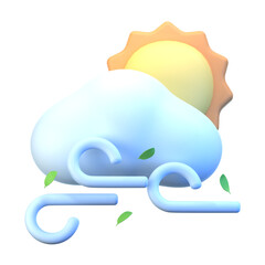 cloud sun wind 3D Illustration Icon Pack Element