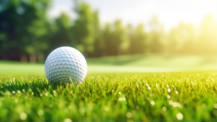 Obraz premium Golf ball on green meadow