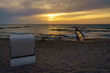 A Beach chair on the beach in Ahrenshoop, Mecklenburg-Western Pomerania, Germany