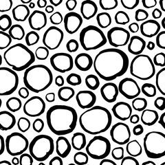 Fototapeta premium White and Black Vivid Brush Circle Seamless Pattern