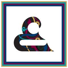 Arabic alphabet multicolor kufi  bold style and decorative border on  white background