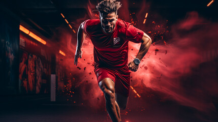 Sport runner.  Athletic young man running